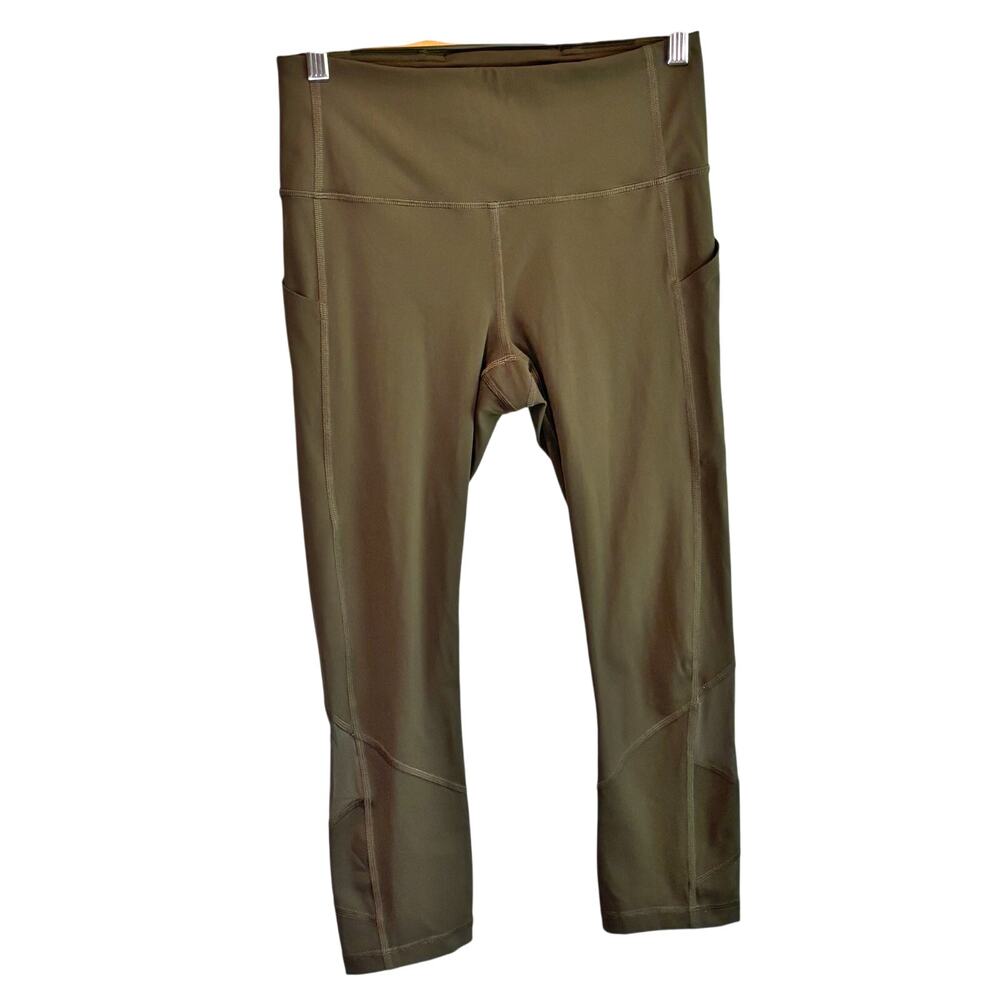 Lululemon Pace Rival High Rise Crop 22" in Olive Green - size 6